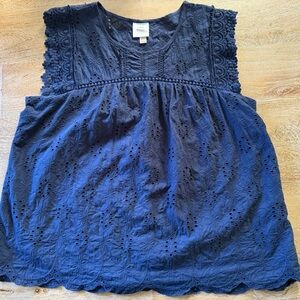 Madewell Midnight Blue Eyelet Blouse